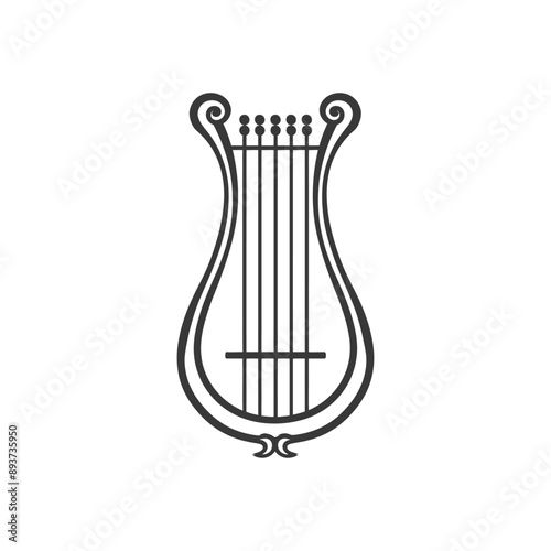 ancient lyre minimalist line art icon logo symbol