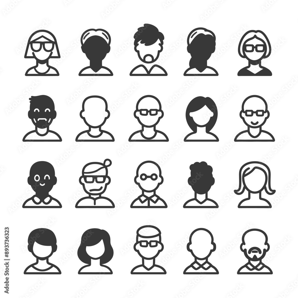 minimalist line art icon avatar collection set logo symbol minimalist line art icon avatar collection set logo symbol