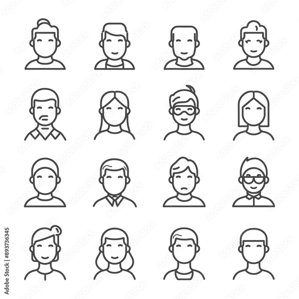 minimalist line art icon avatar collection set logo symbol minimalist line art icon avatar collection set logo symbol