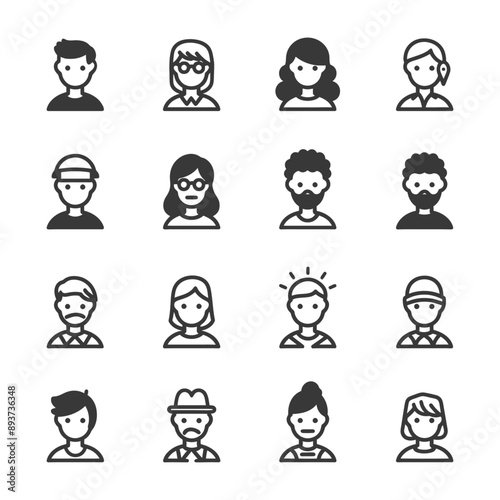 minimalist line art icon avatar collection set logo symbol