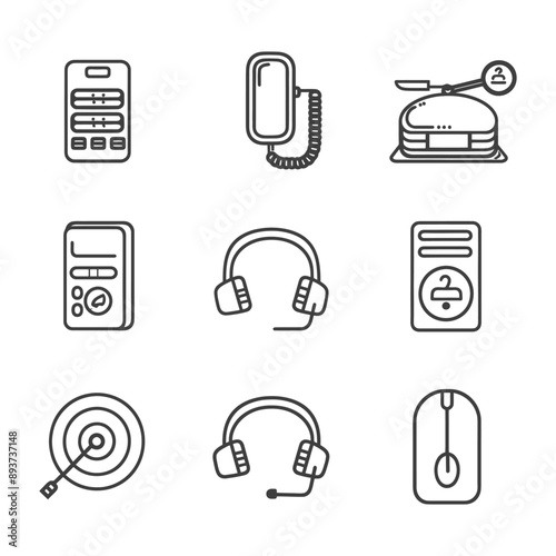 minimalist line art icon call collection set logo symbol