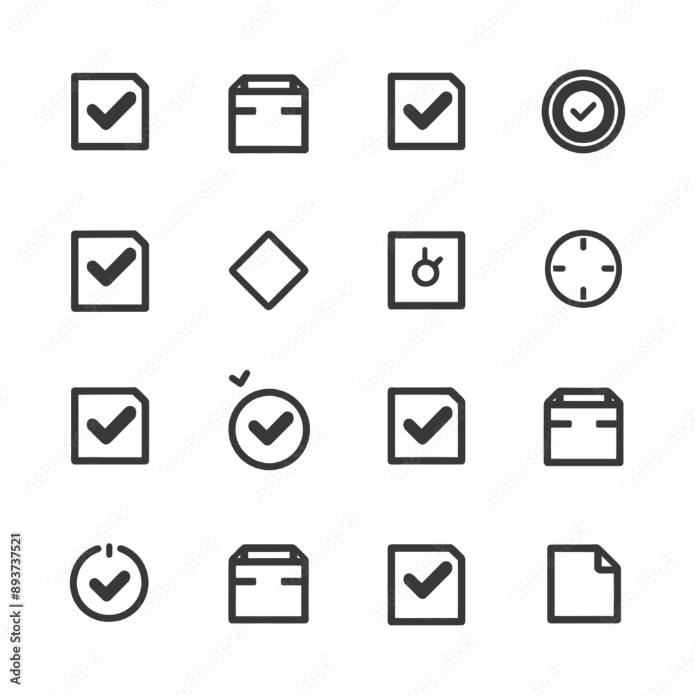 minimalist line art icon check collection set logo symbol