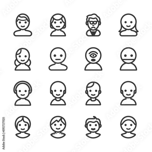 minimalist line art icon contact collection set logo symbol