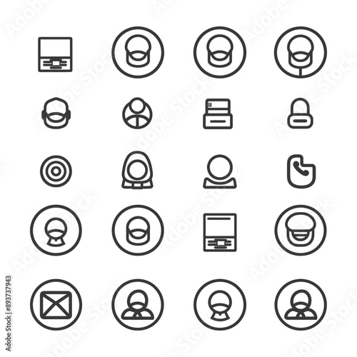 minimalist line art icon contact collection set logo symbol