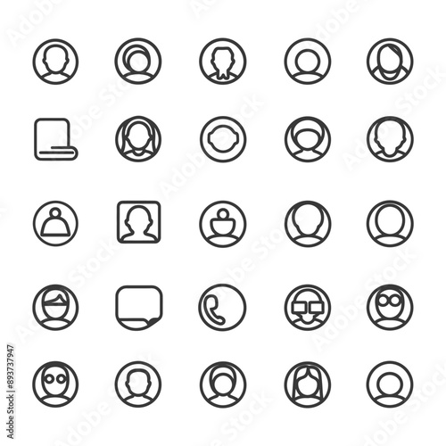 minimalist line art icon contact collection set logo symbol