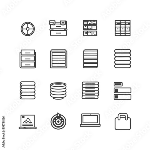 minimalist line art icon database collection set logo symbol