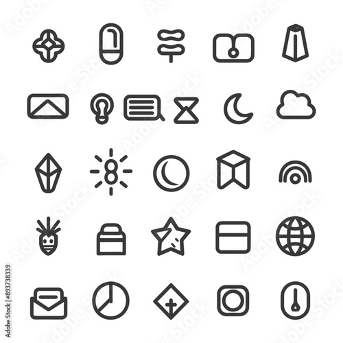 minimalist line art icon digital collection set logo symbol