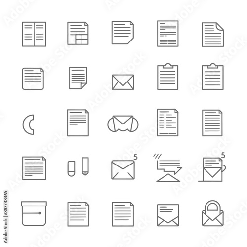 minimalist line art icon document collection set logo symbol