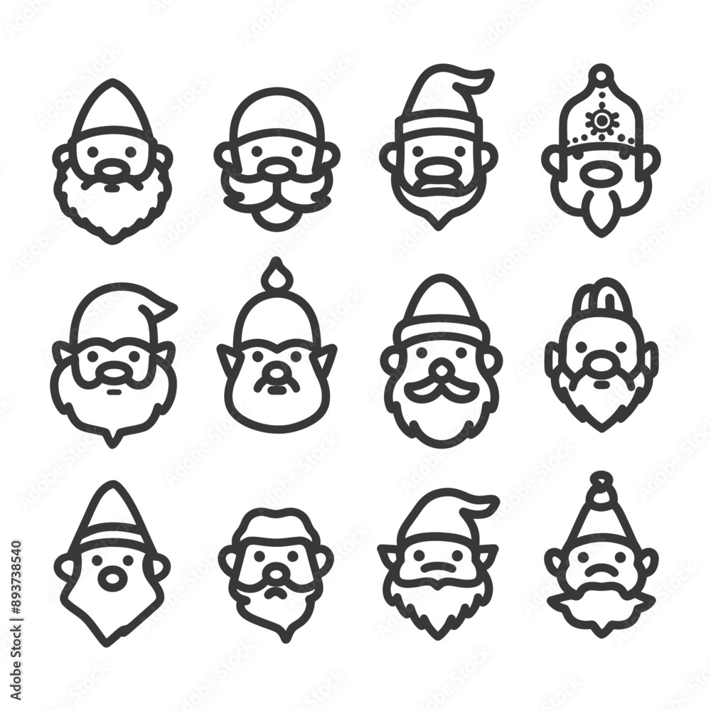 minimalist line art icon dwarf collection set logo symbol minimalist line art icon dwarf collection set logo symbol