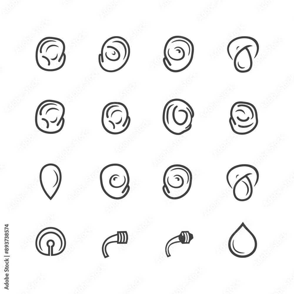 minimalist line art icon ear collection set logo symbol