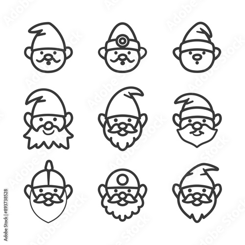 minimalist line art icon dwarf collection set logo symbol