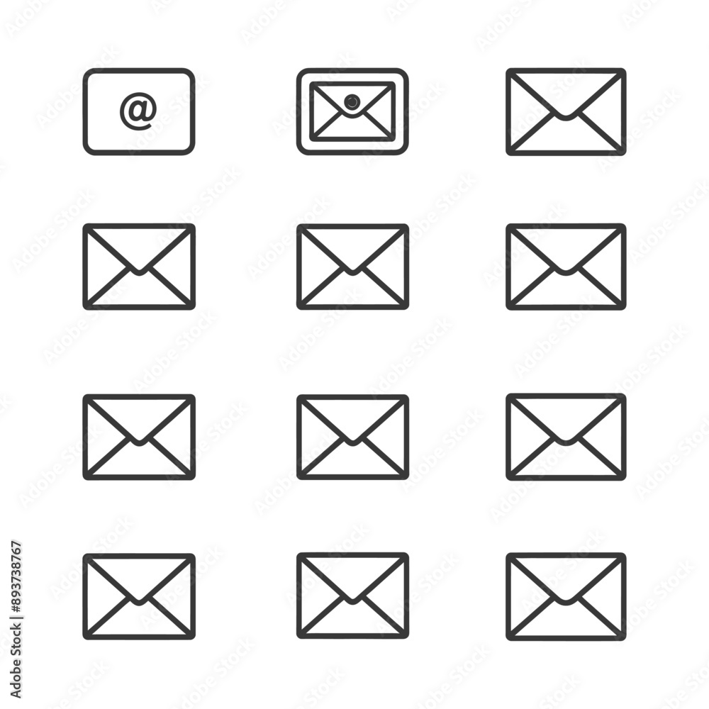 minimalist line art icon email collection set logo symbol minimalist line art icon email collection set logo symbol