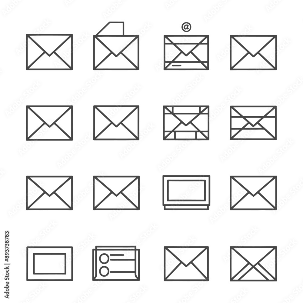 minimalist line art icon email collection set logo symbol minimalist line art icon email collection set logo symbol