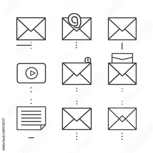 minimalist line art icon email collection set logo symbol