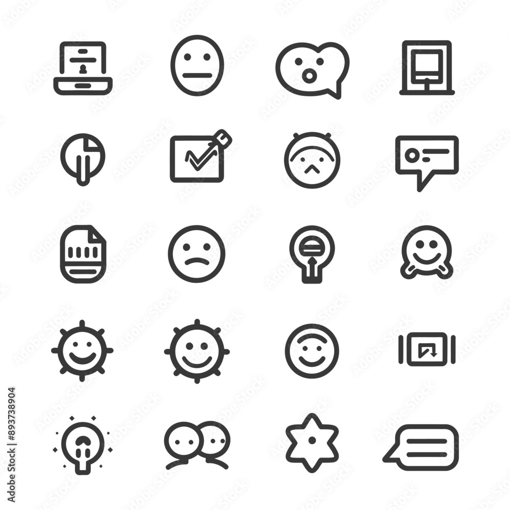 minimalist line art icon feedback collection set logo symbol minimalist line art icon feedback collection set logo symbol