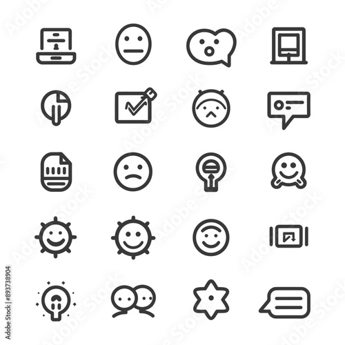 minimalist line art icon feedback collection set logo symbol