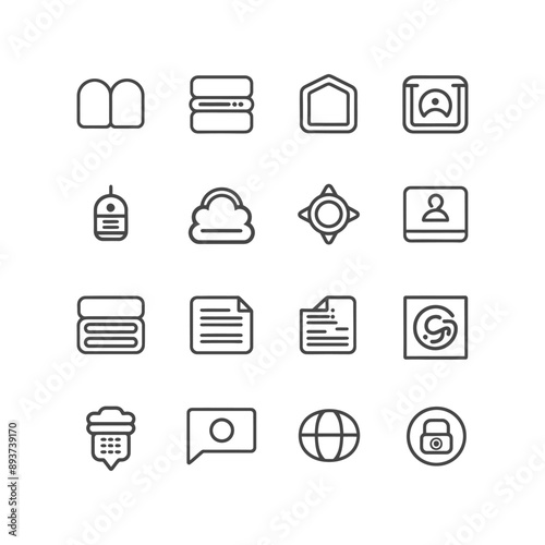 minimalist line art icon forum collection set logo symbol