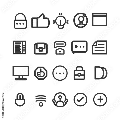 minimalist line art icon forum collection set logo symbol