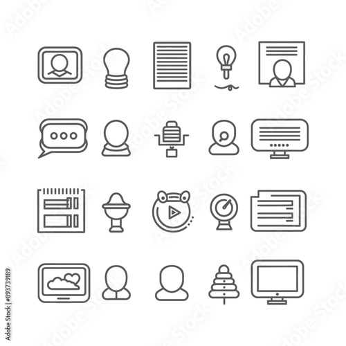 minimalist line art icon forum collection set logo symbol