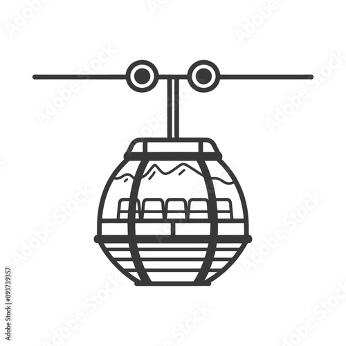 aerial tramway minimalist line art icon logo symbol