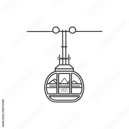 aerial tramway minimalist line art icon logo symbol