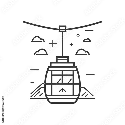 aerial tramway minimalist line art icon logo symbol