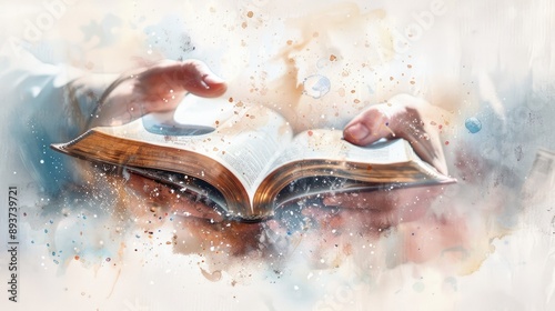 Anointed, Church, Holy Book, Watercolor style