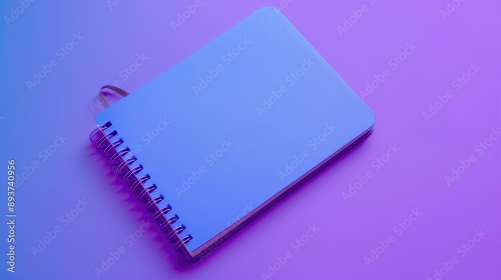 Notebook on vibrant purple backdrop Notebook on vibrant purple backdrop