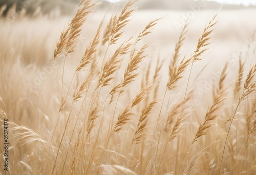 Pampas grass outdoor in light pastel colors. Dry reeds boho style