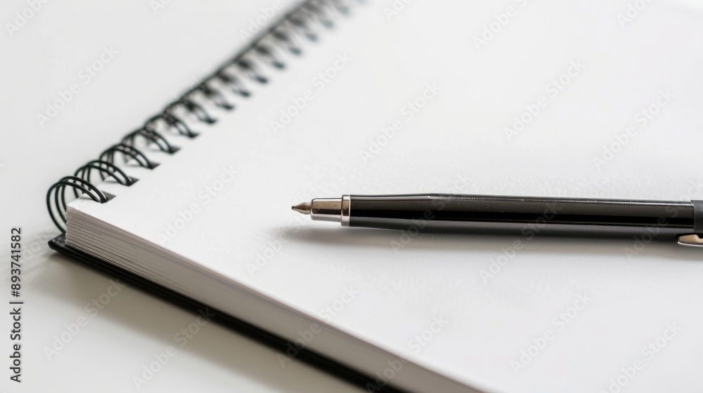 Office essential Blank notebook and pen on white background for planning and management Office essential Blank notebook and pen on white background for planning and management