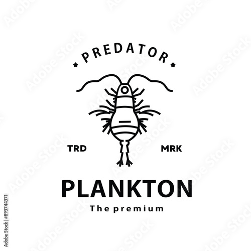 vintage retro hipster plankton logo outline monoline art icon	
