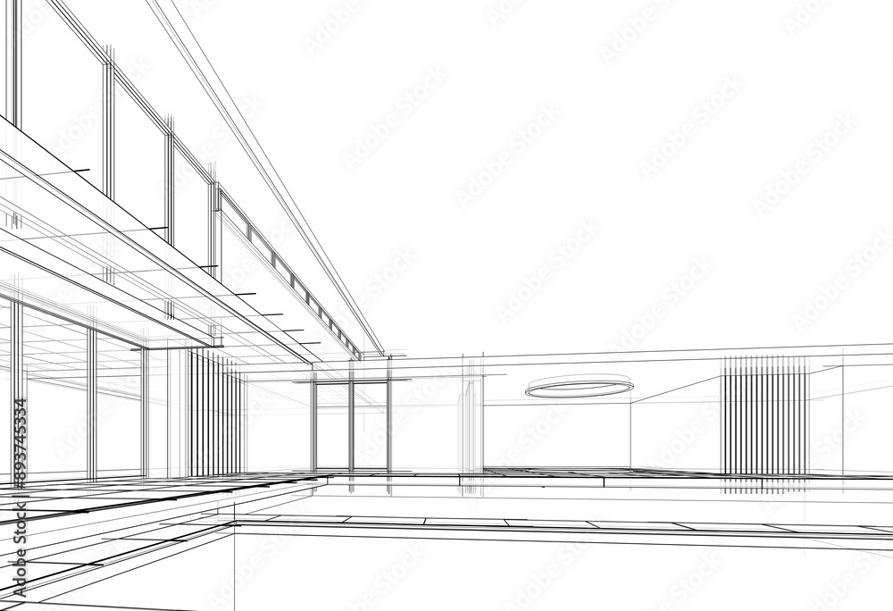 Architectural 3d rendering of a building Architectural 3d rendering of a building