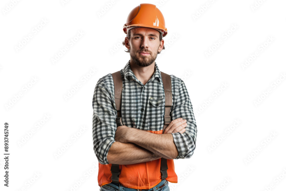 Young Middle Eastern builder in uniform smiling and giving a thumbs up Isolated on white background Young Middle Eastern builder in uniform smiling and giving a thumbs up Isolated on white background