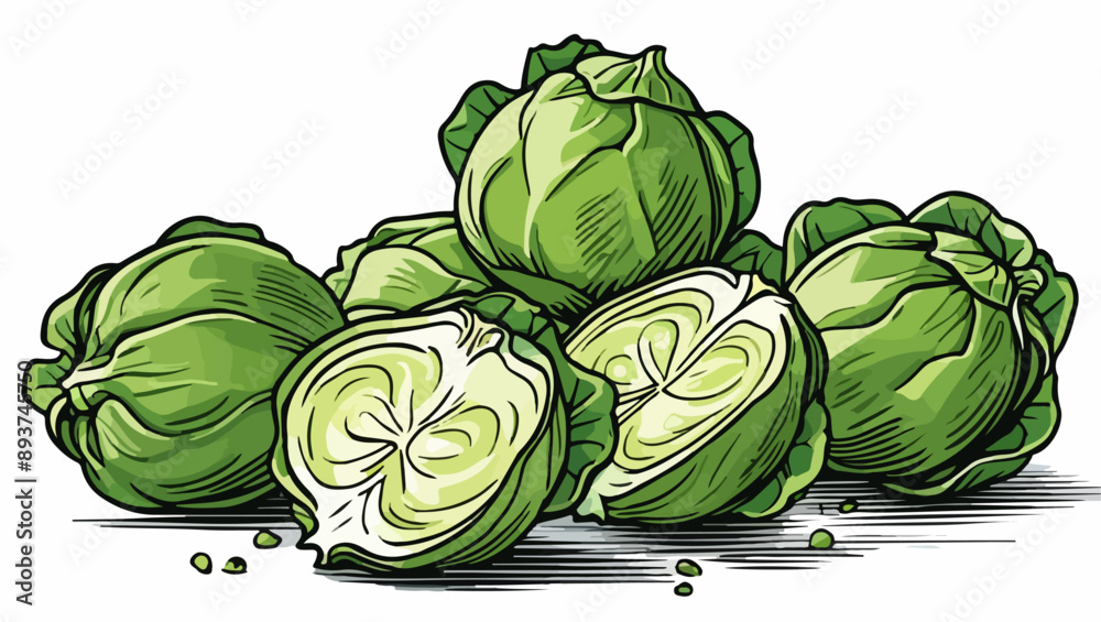 Naklejka premium Vector Illustration of Brussels Sprouts