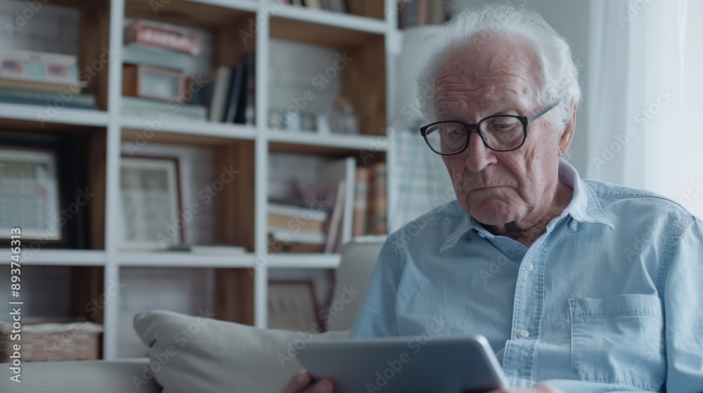 The Senior Man with Tablet The Senior Man with Tablet