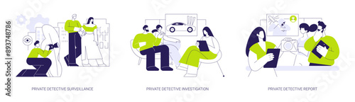 Private detective services abstract concept vector illustrations.