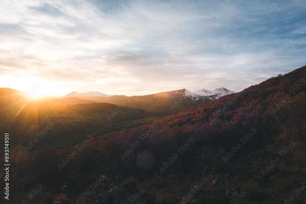 Sunrise in Palencia with view of Curavacas and Espiguete mountains
