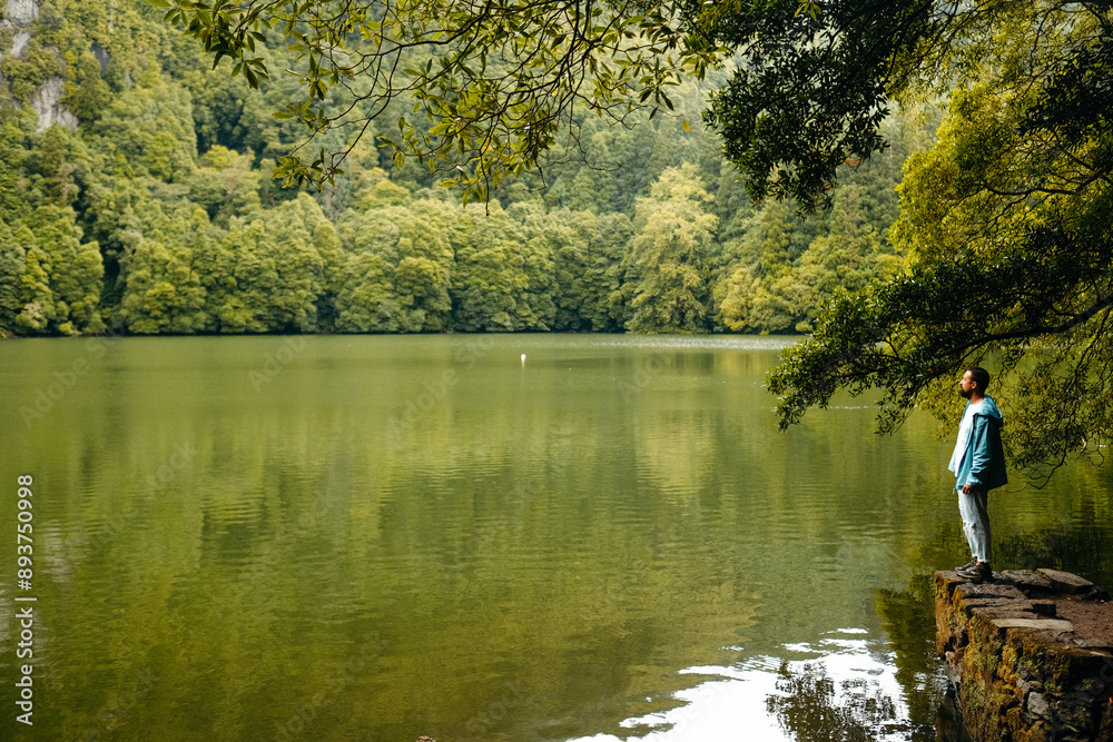 Serene lakeside moment at Sao Miguel, Azores. Serene lakeside moment at Sao Miguel, Azores.