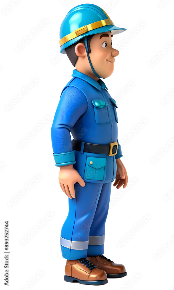 Smiling Firefighter in Blue Uniform Smiling Firefighter in Blue Uniform