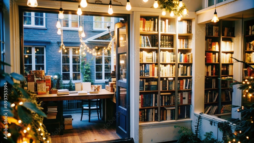 A room with a lot of books. Book Shop. Library A room with a lot of books. Book Shop. Library