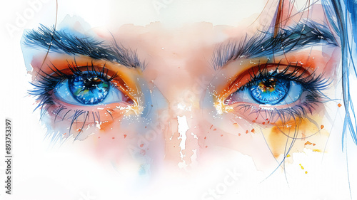 Beautiful girl’s eyes with radiant charm, close-up perspective
