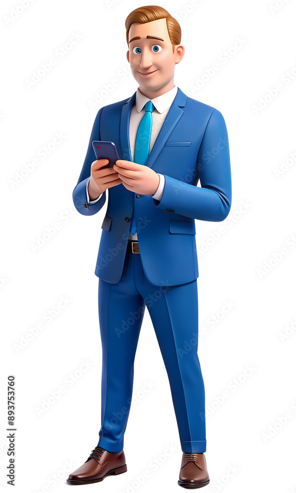Businessman in Blue Suit Using Smartphone Businessman in Blue Suit Using Smartphone