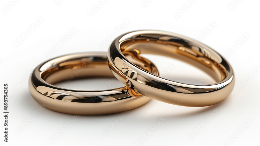 Wedding rings on a white background, close-up Wedding rings on a white background, close-up