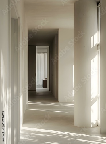 Modern Minimalist White Hallway with Natural Light © Adobe Contributor