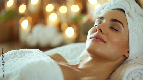 A woman is laying down with a towel over her head