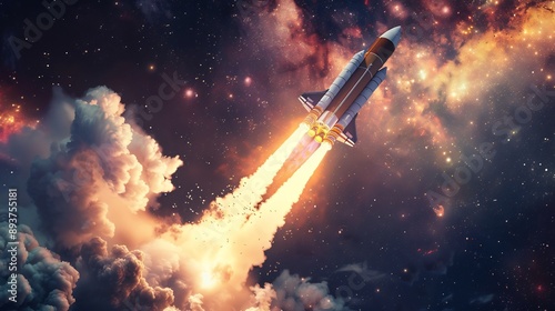 Wallpaper Mural Space Shuttle Ascending Through Starry Sky Torontodigital.ca