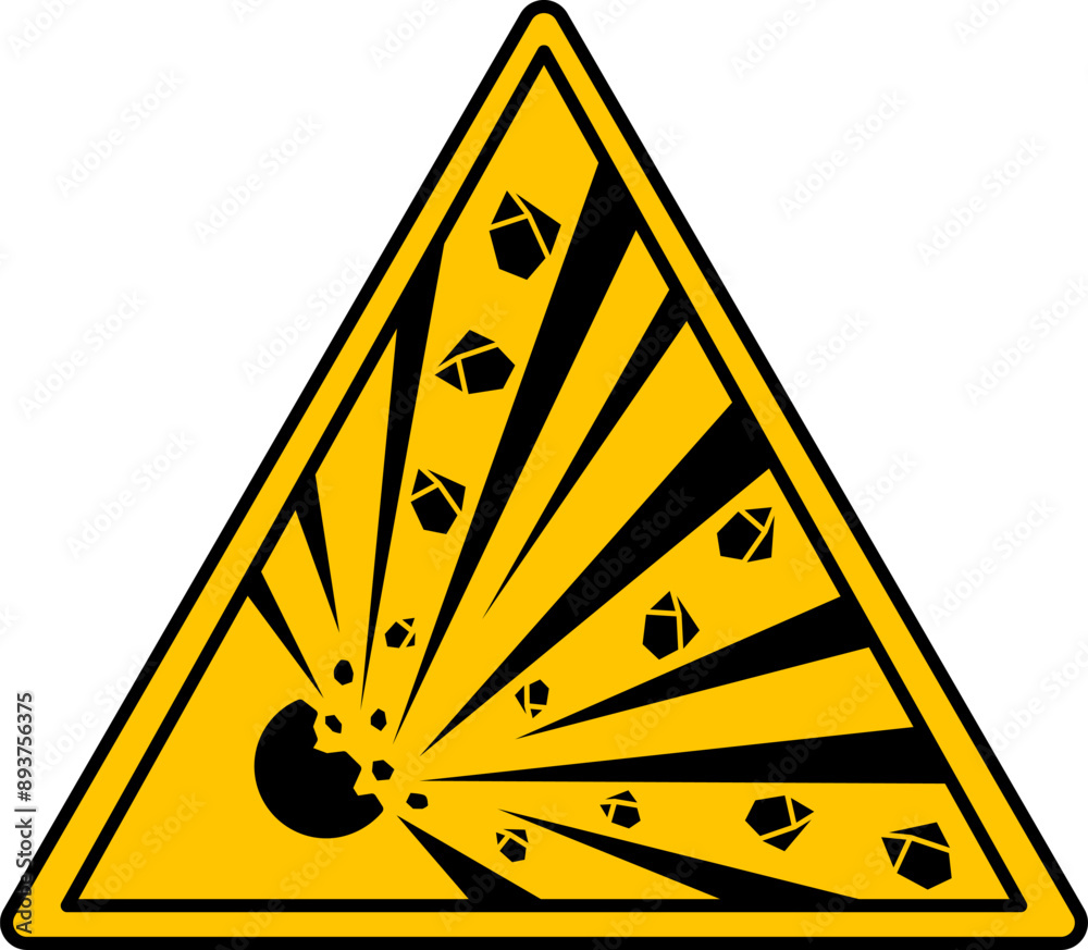 Yellow Explosive Sign. Vector Icon. Explosive Materials. Danger Warning Sign