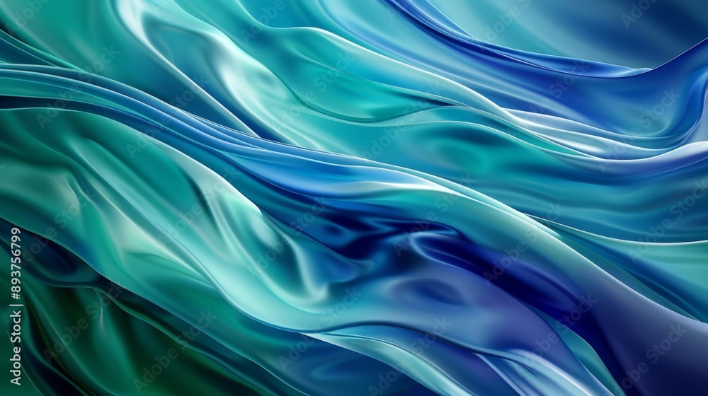 Obraz premium Discover an inspirational artwork of flowing waves in serene bluegreen tones, ideal for artistic settings