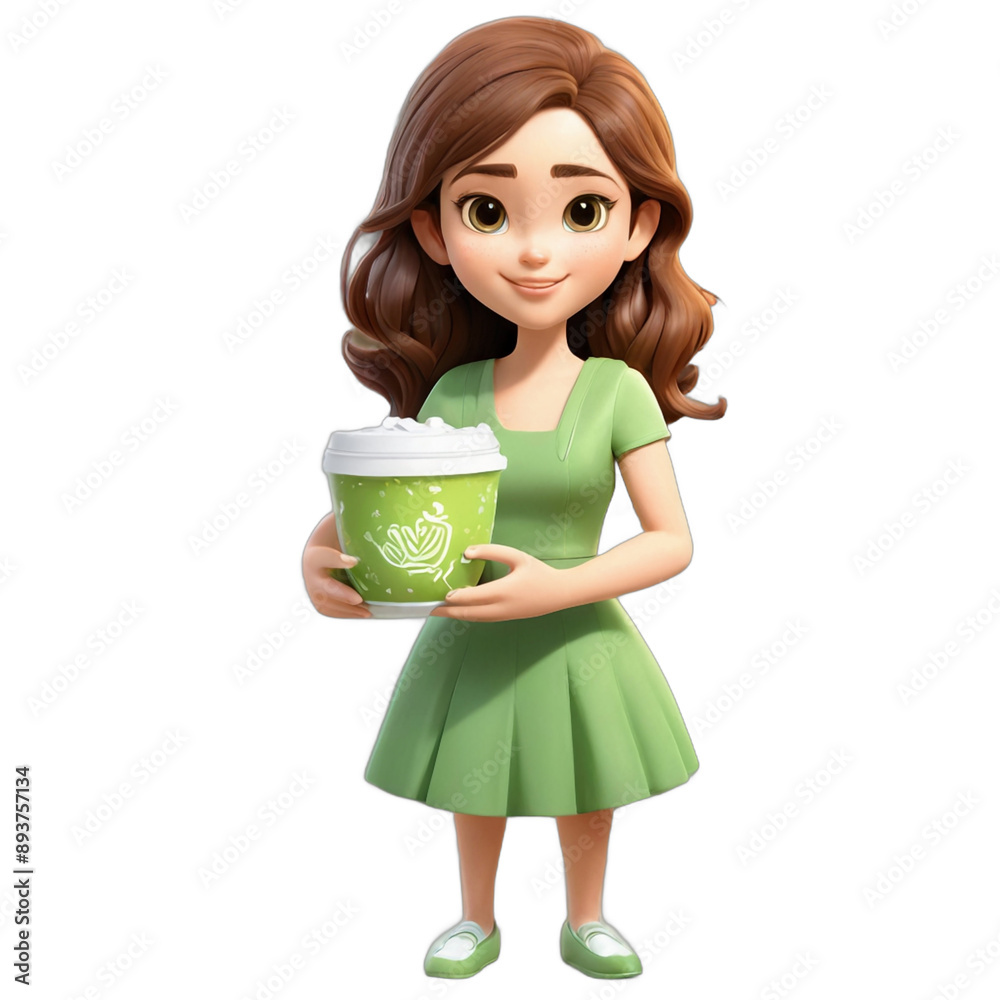 girl with a green tea