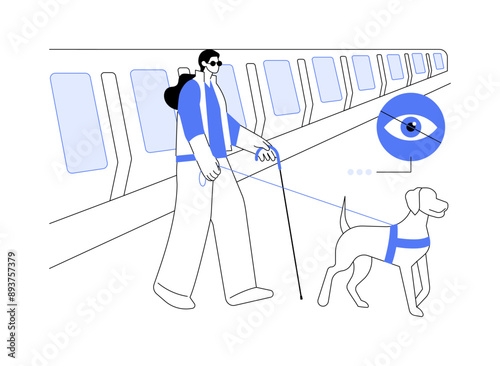 Assistance dog isolated cartoon vector illustrations.